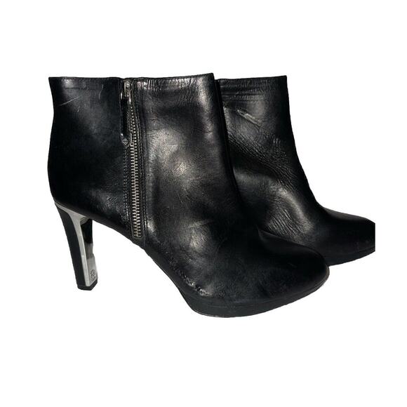 Antonio Melani 9M Black Leather 3" Heel Boots Zipper looks new - Picture 1 of 6